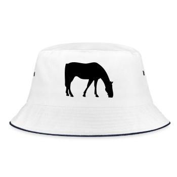 Pferd - Bucket Hat - Weiß/Navy - Vorne