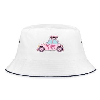 Car with Suitcase Heart Pink - Bucket Hat - white/navy - Front