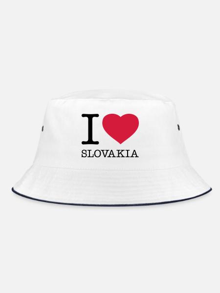 I LOVE SLOVAKIA Slowakei - Bucket Hat - Weiß/Navy - Vorne