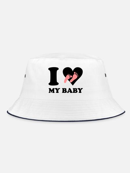I love my baby - Bucket Hat - Weiß/Navy - Vorne