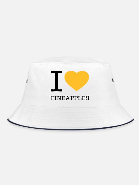 I LOVE PINEAPPLES Ananas - Bucket Hat - Weiß/Navy - Vorne