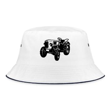 Traktor , Trecker , Landmaschine Traktoren , (25) - Bucket Hat - Weiß/Navy - Vorne