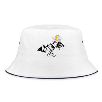 Mountain bikers with mountains - Bucket Hat - white/navy - Front