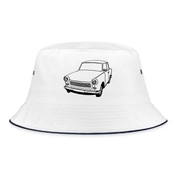  , Ostalgie , DDR Kult , Oldtimer (25) - Bucket Hat - Weiß/Navy - Vorne