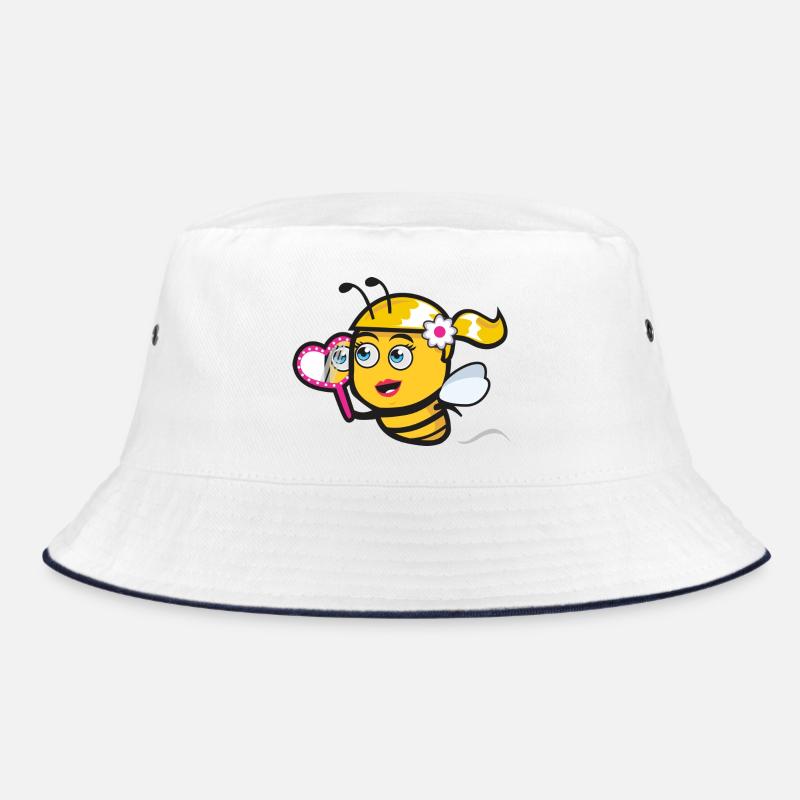 Schöne Biene - Bucket Hat - Weiß/Navy