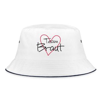 Team Braut Herz Party - Bucket Hat - Weiß/Navy - Vorne