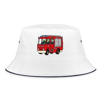 Feuerwehrauto - Bucket Hat - Weiß/Navy - Vorne