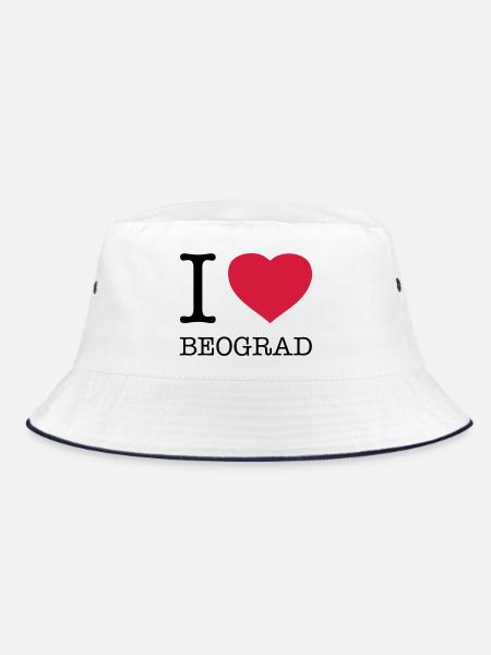 I LOVE BEOGRAD Belgrad Serbien - Bucket Hat - Weiß/Navy - Vorne