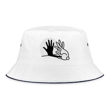 hand shadow rabbit 2 clr - Bucket Hat - white/navy - Front