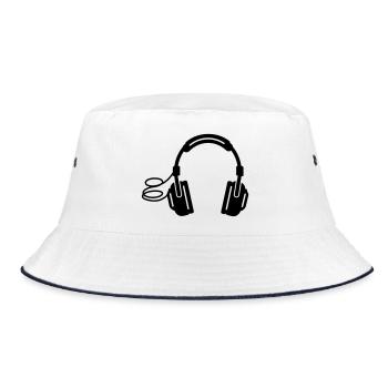 headphones - Bucket Hat - white/navy - Front