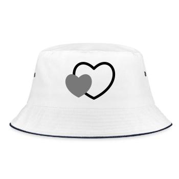 Herz im Herz I 2 Herzen Liebe Geschenk - Bucket Hat - Weiß/Navy - Vorne