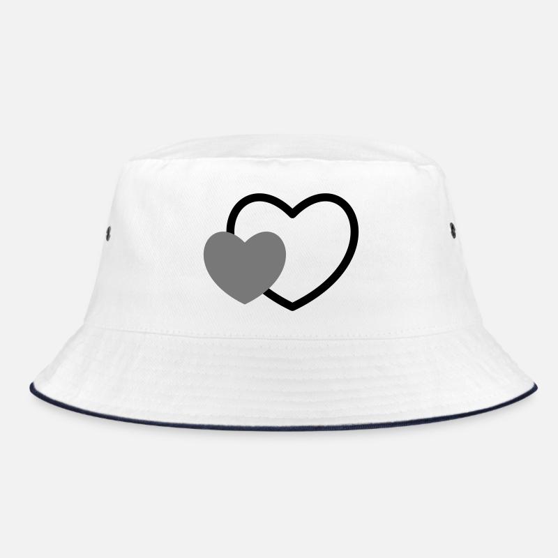 Herz im Herz I 2 Herzen Liebe Geschenk - Bucket Hat - Weiß/Navy