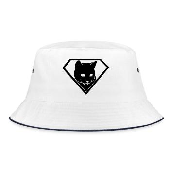 Superhero Cat in Shield | Supercat Emblem - Bucket Hat - white/navy - Front