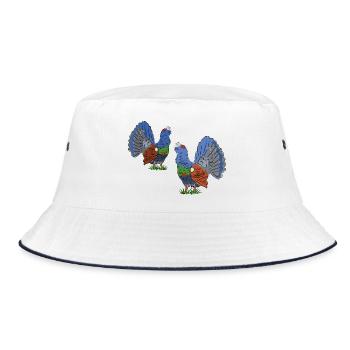 Faszinierende Auerhahn-Duo-Illustration - Bucket Hat - Weiß/Navy - Vorne