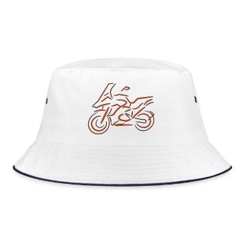 Motorcyclist, Bike, Biker, 1200 - Bucket Hat - white/navy - Front