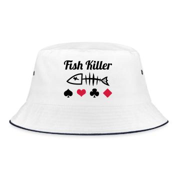 Poker : Fish Killer - Bucket Hat - Weiß/Navy - Vorne