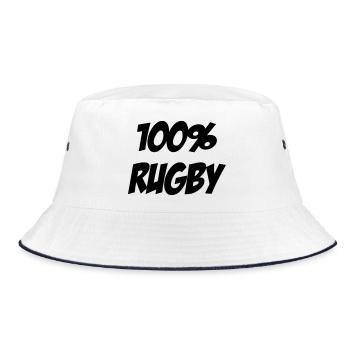 Rugby - Rugbyman - Sport - Fighter - Fight - Bucket Hat - Weiß/Navy - Vorne