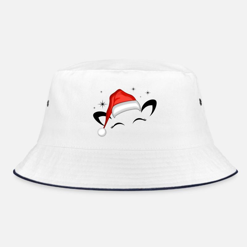 Cat Santa Hat Shining Stars Bucket Hat