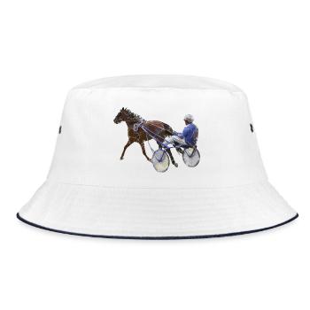 Cadeau de course de chevaux de course au trot - Bob - blanc/marine - Devant