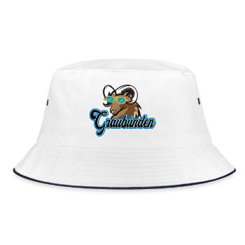 Graubünden Steinbock Stil - Bucket Hat - Weiß/Navy - Vorne
