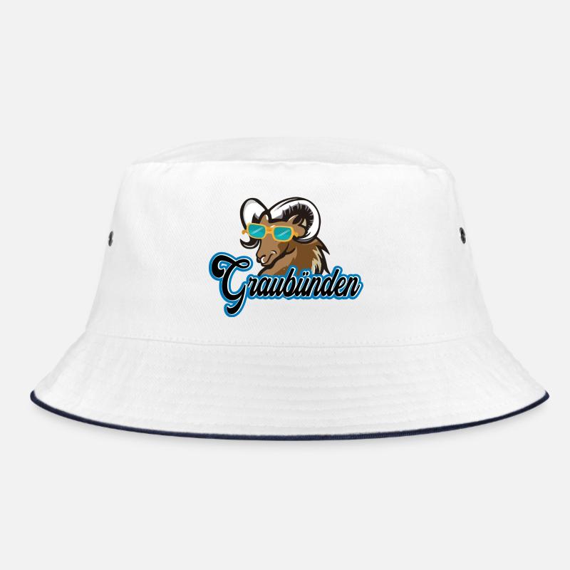 Graubünden Steinbock Stil - Bucket Hat - Weiß/Navy