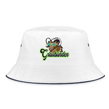 Graubünden ibex with sunglasses - Bucket Hat - white/navy - Front