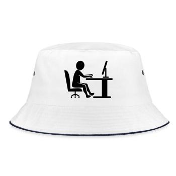 Icon desk work / black and white - Bucket Hat - white/navy - Front
