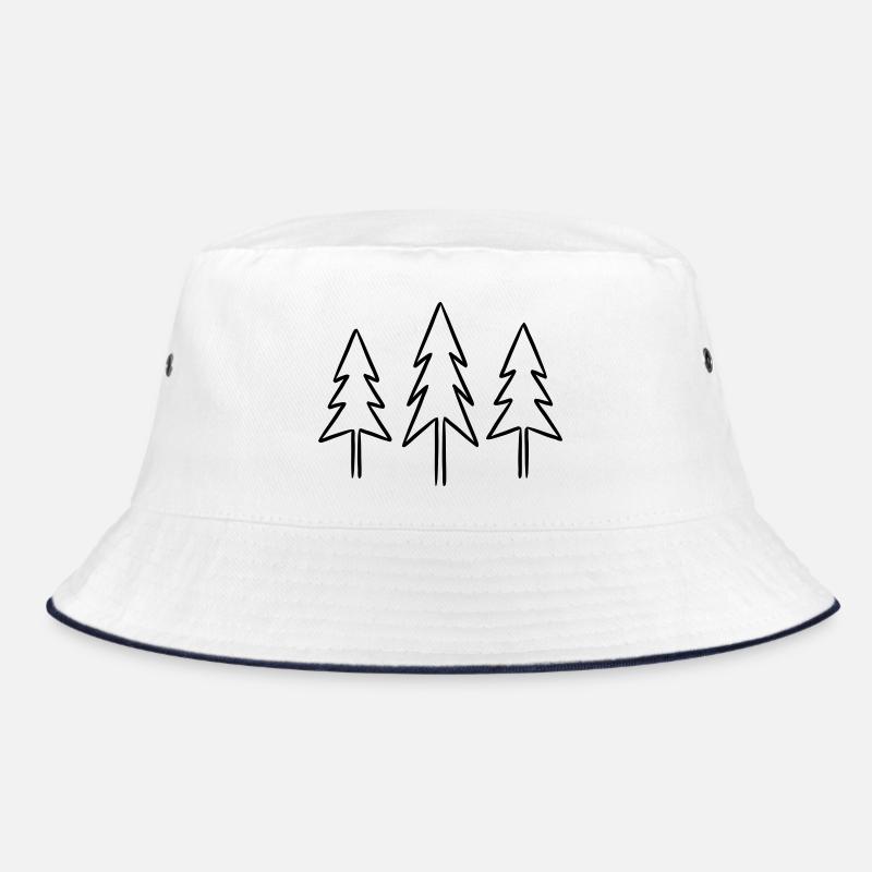 Fir fir trees forest Christmas Advent - Bucket Hat - white/navy