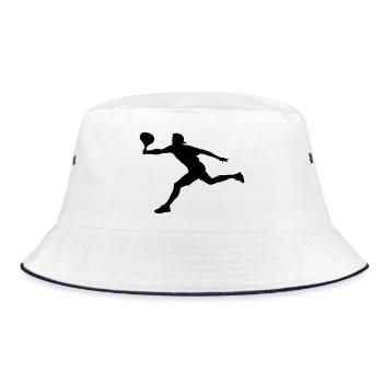 Tennisspieler in Aktion Spieler Schattenbild - Bucket Hat - Weiß/Navy - Vorne