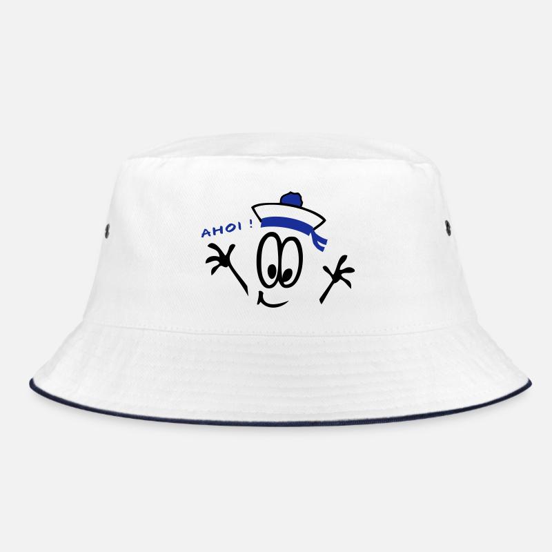 Matrose, ahoi, Comic - Bucket Hat - Weiß/Navy