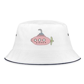 Verspieltes U-Boot Motiv für Kinder - Bucket Hat - Weiß/Navy - Vorne