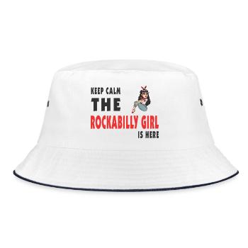 Jeune fille rockabilly Keep Calm - Bob - blanc/marine - Devant