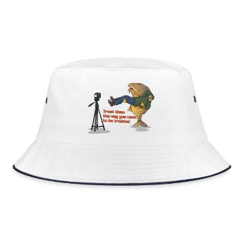 Funny Carp Fishing Design Catch and Release Humor - Bucket Hat - white/navy - Front