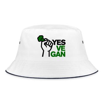 Veganer Vegetarisch Vegan Yes Ve gan Tierliebhaber - Bucket Hat - Weiß/Navy - Vorne
