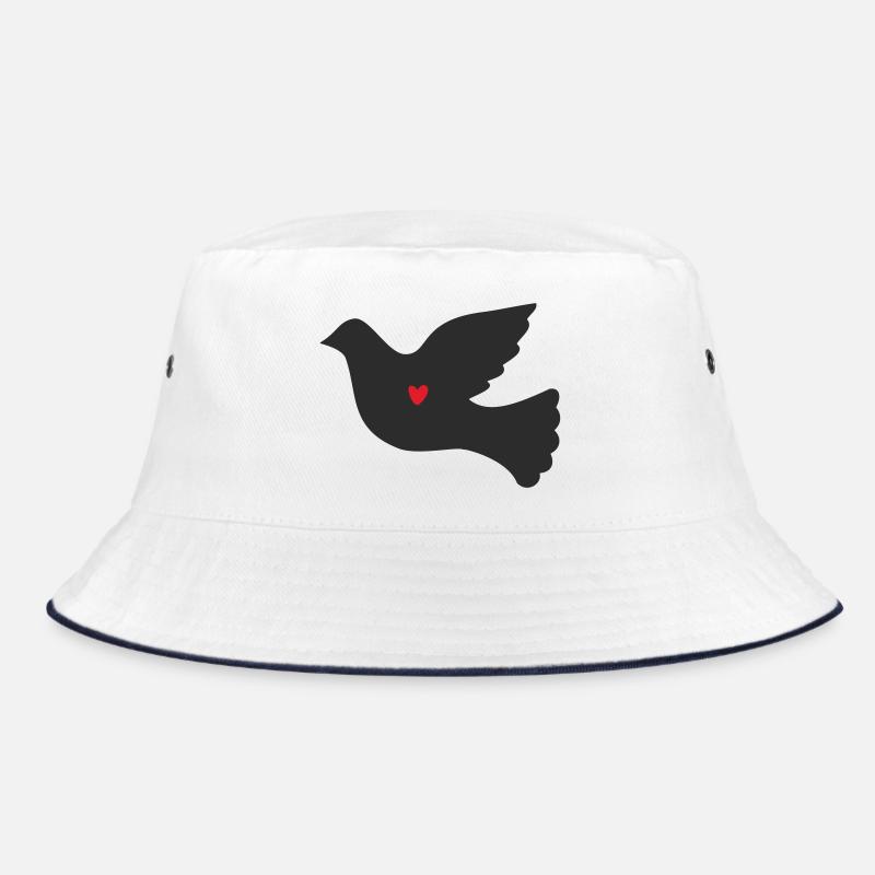 Taube Friedenstaube - Bucket Hat - Weiß/Navy