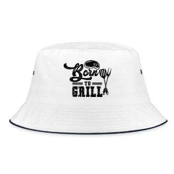 Abstraktes Farbenspiel auf Leinwand - Bucket Hat - Weiß/Navy - Vorne