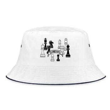 Schachfiguren Schach - Bucket Hat - Weiß/Navy - Vorne