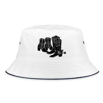 Ladies men western boots - Bucket Hat - white/navy - Front