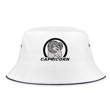 Steinbock Tierkreis Esoterik Spruch Horoskop - Bucket Hat - Weiß/Navy - Vorne