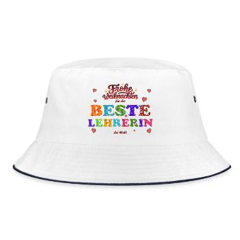 Frohe Weihnachten für die Beste Lehrerin - Danke - Bucket Hat - Weiß/Navy - Vorne