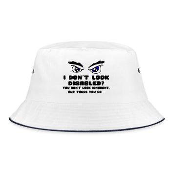 Sehe ich nicht behindert genug aus? * - Bucket Hat - Weiß/Navy - Vorne