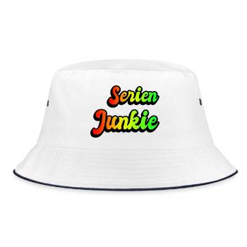 Serien Junkie Regenbogen Design - Bucket Hat - Weiß/Navy - Vorne