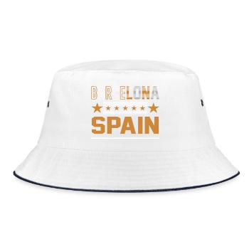 Barcelona Spanien Retro Design - Bucket Hat - Weiß/Navy - Vorne