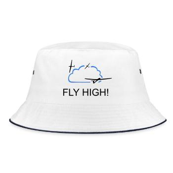 Fly high Glider Gliding Thermals Pilot - Bucket Hat - white/navy - Front