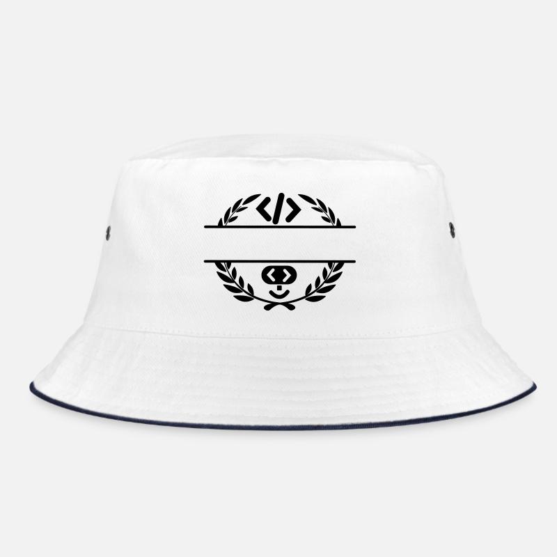Code-Logo und Code-Smiley im Lorbeerkranz Bucket Hat