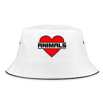 Herz Liebe TIERE - Bucket Hat - Weiß/Navy - Vorne