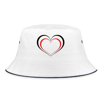 Herzchen - Bucket Hat - Weiß/Navy - Vorne