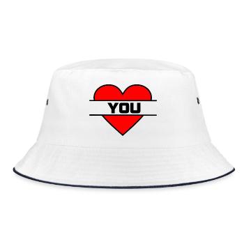Herz, ich liebe dich - Bucket Hat - Weiß/Navy - Vorne