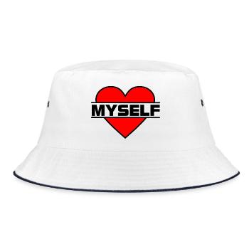 Heart I love myself - Bucket Hat - white/navy - Front