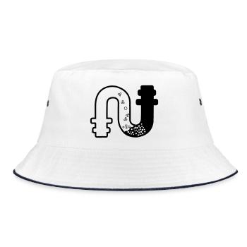 Transparent clogged sewage pipe gooseneck - Bucket Hat - white/navy - Front